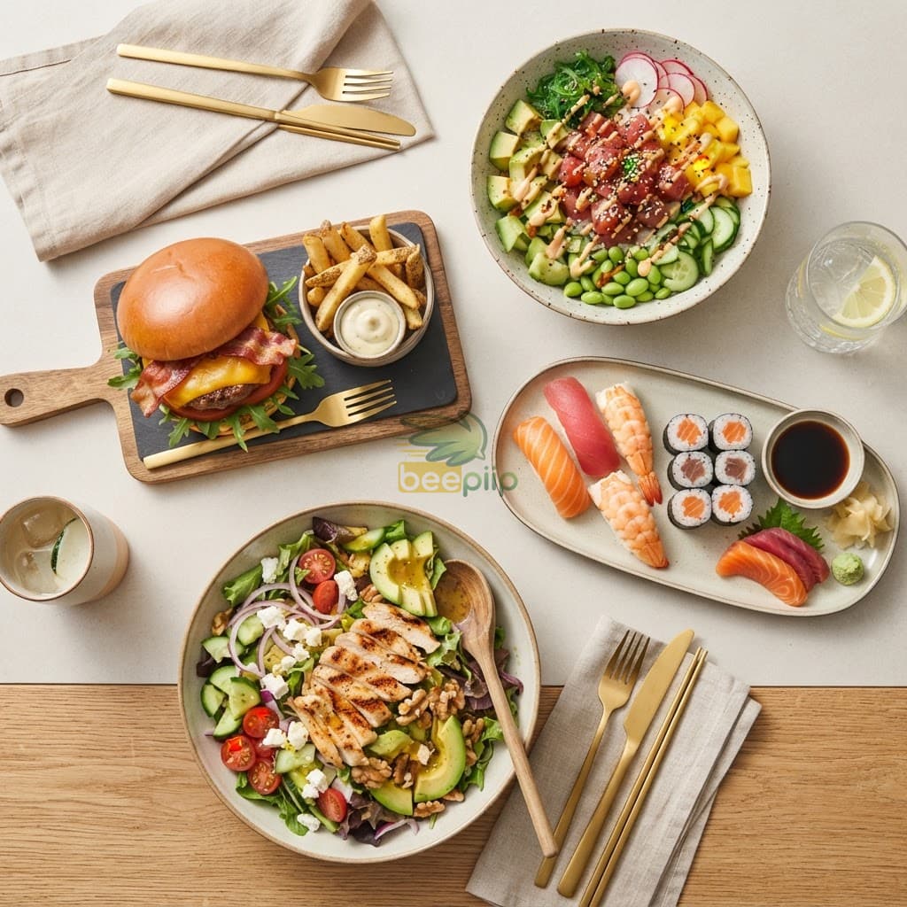 Sélection de plats gourmets disponibles sur Beepiip